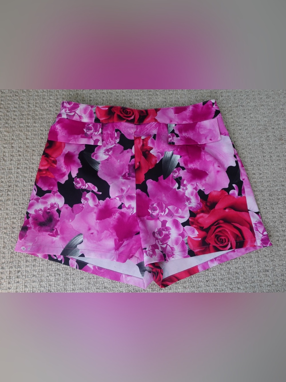 Forever 21 Exclusive vibrant Floral Pink & Fuchsia High-Waist Women’s Shorts